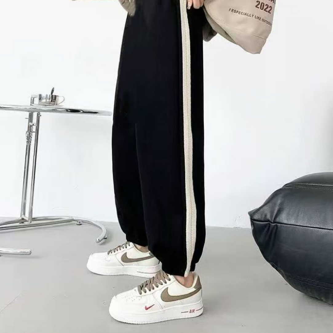 大码运动裤女秋冬新款宽松胖mm高腰显瘦束脚休闲卫裤