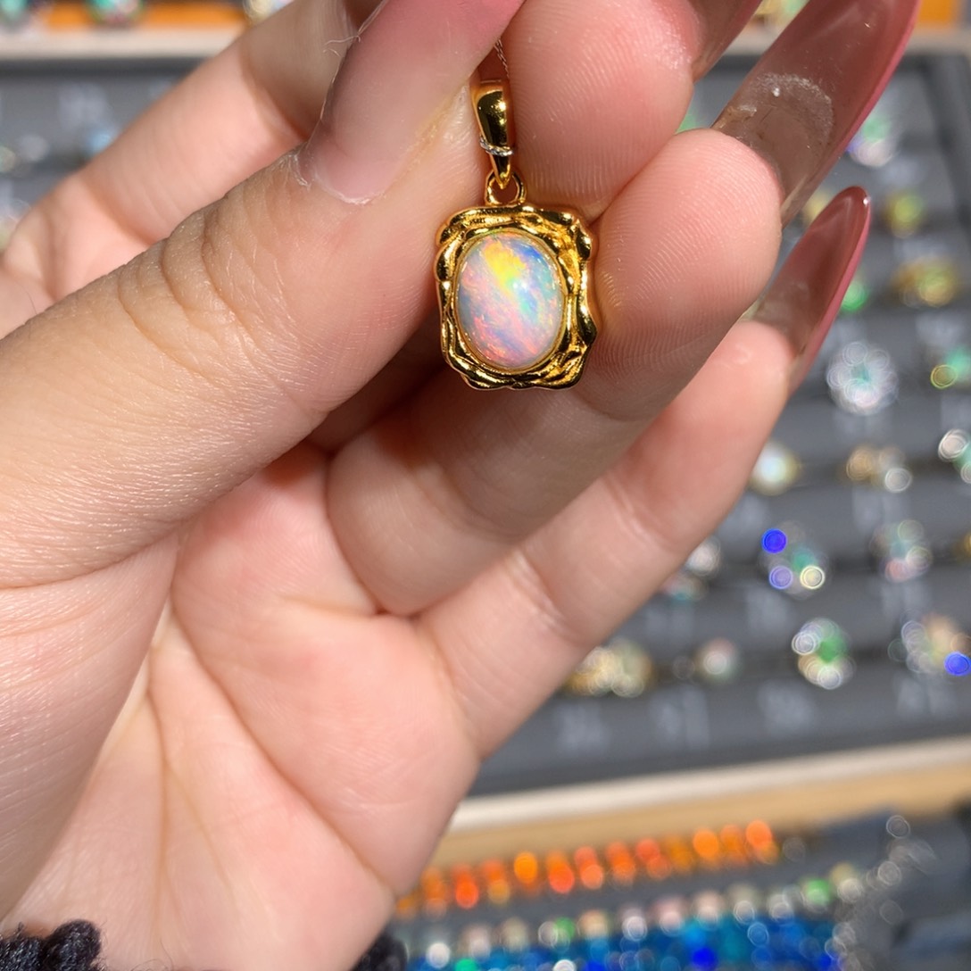 银S925镶嵌欧泊欧泊吊坠l