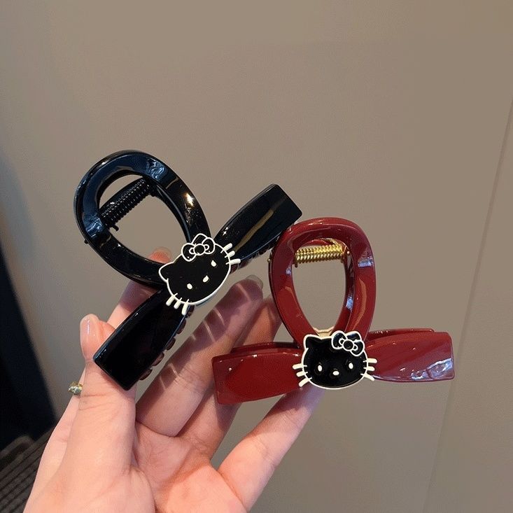 KT猫结抓夹中抓鸡毛头半抓复古小众甜美简约气质发夹精致网红可爱