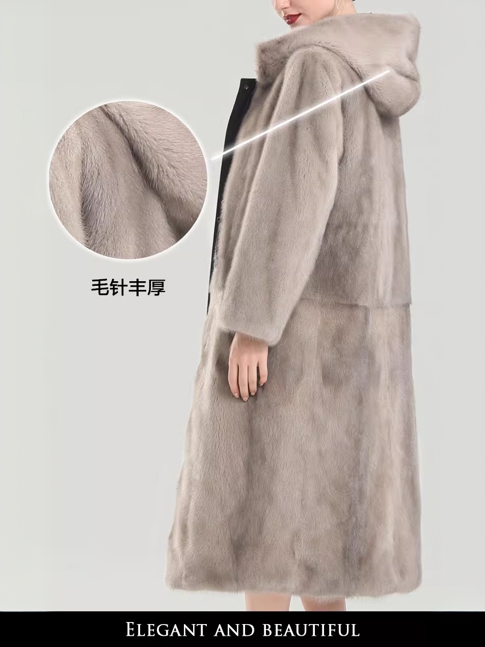 正品请货【送围巾】海宁貂绒派克服女款2025新款可拆卸尼克服