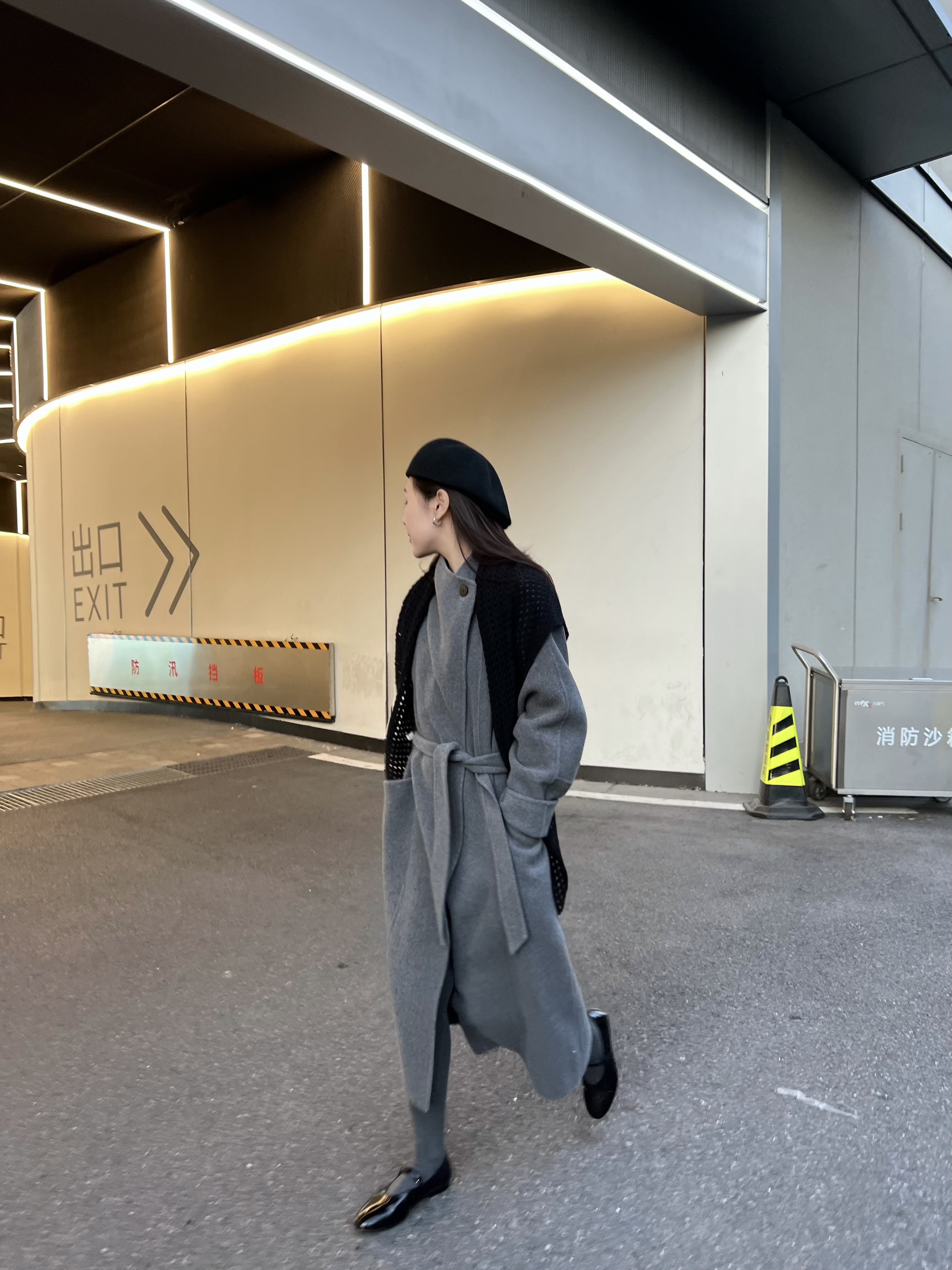 羊毛羊绒双面手工一粒扣浴袍款长款大衣 03209