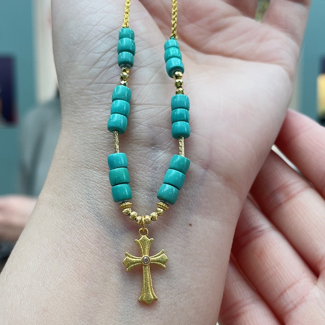 绿松石颈饰18K金镶嵌