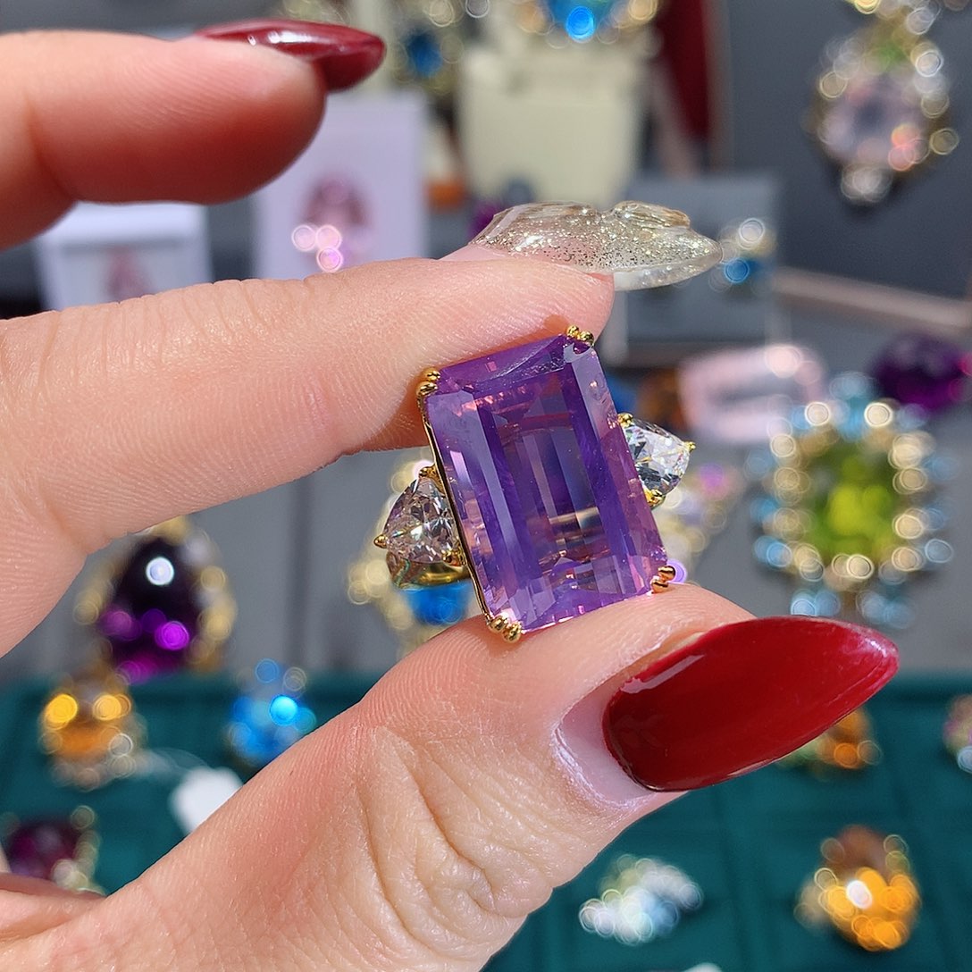 水晶戒指银S925镶嵌戒指