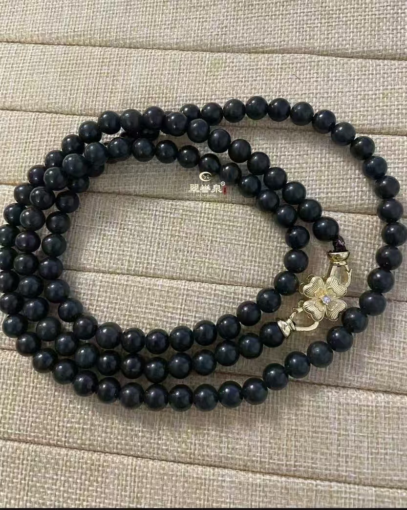 天然和田玉项链珠8mm长链108粒