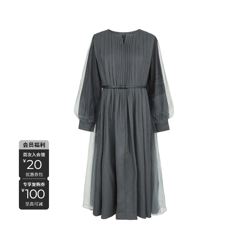 S·DEER圣迪奥轻奢高端时尚腰带设计师网纱女装连衣裙S233Z12AY