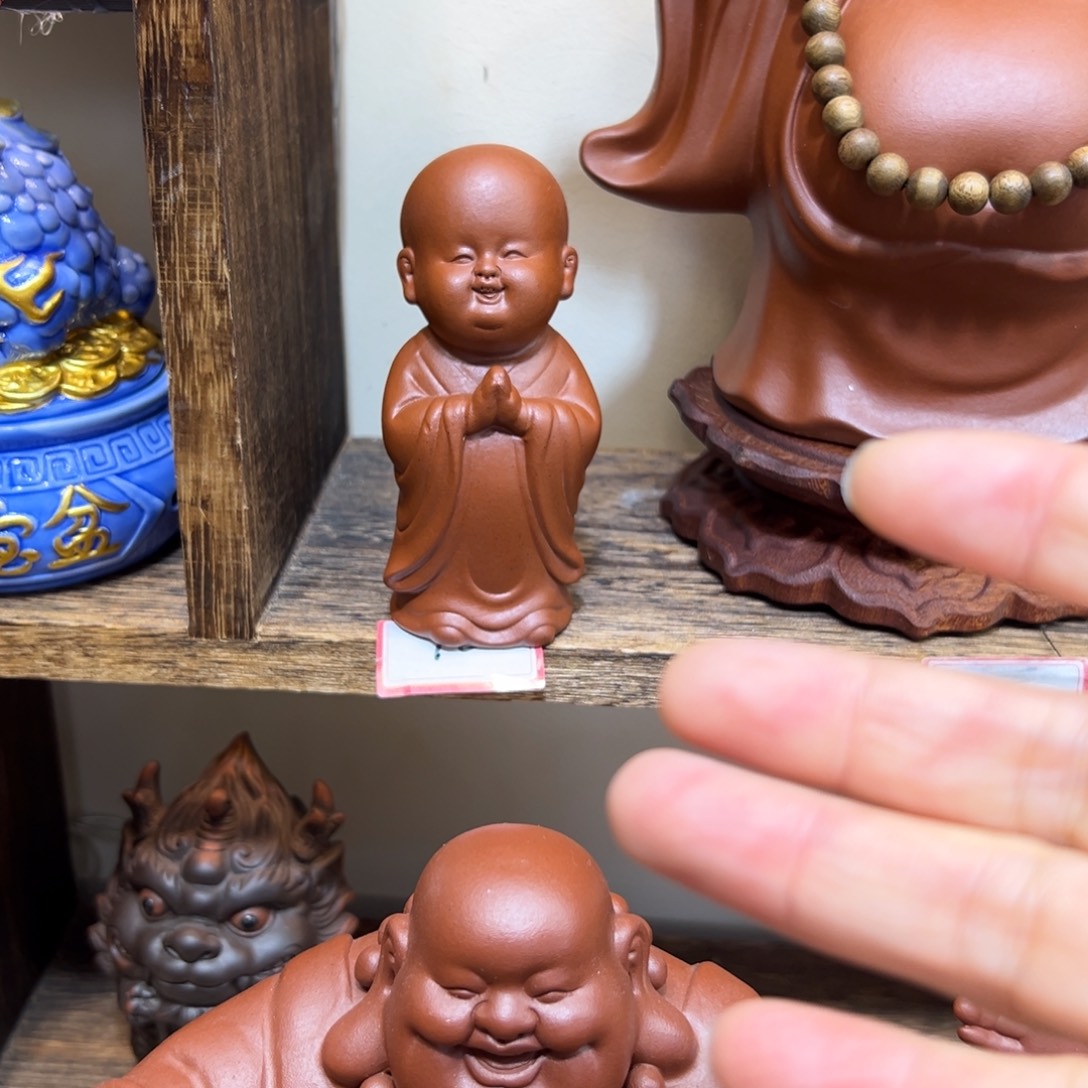 茶宠紫砂朱泥小和尚