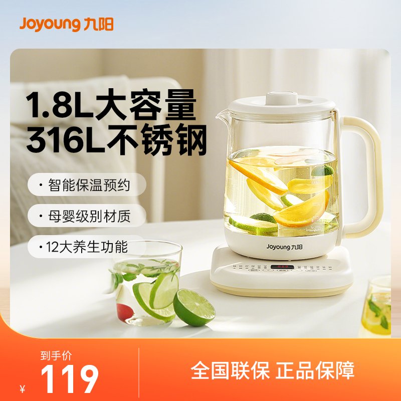 九阳养生壶炖煮一体煮茶器家用多功能养生花茶电热烧水壶WY601