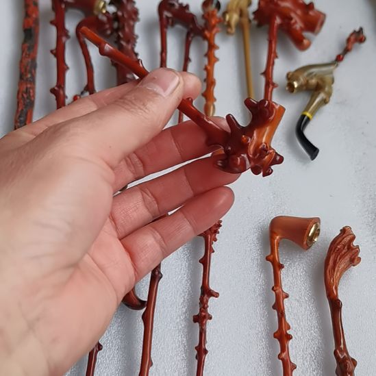 笑***生贵州檬子木手把件烟具