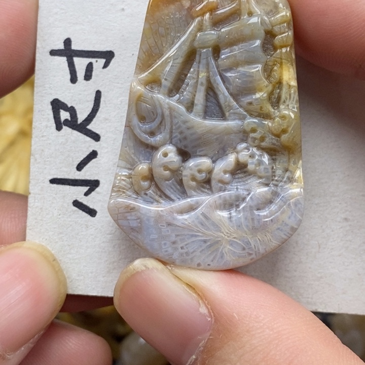 硅化珊瑚（珊瑚玉）未镶嵌颈饰