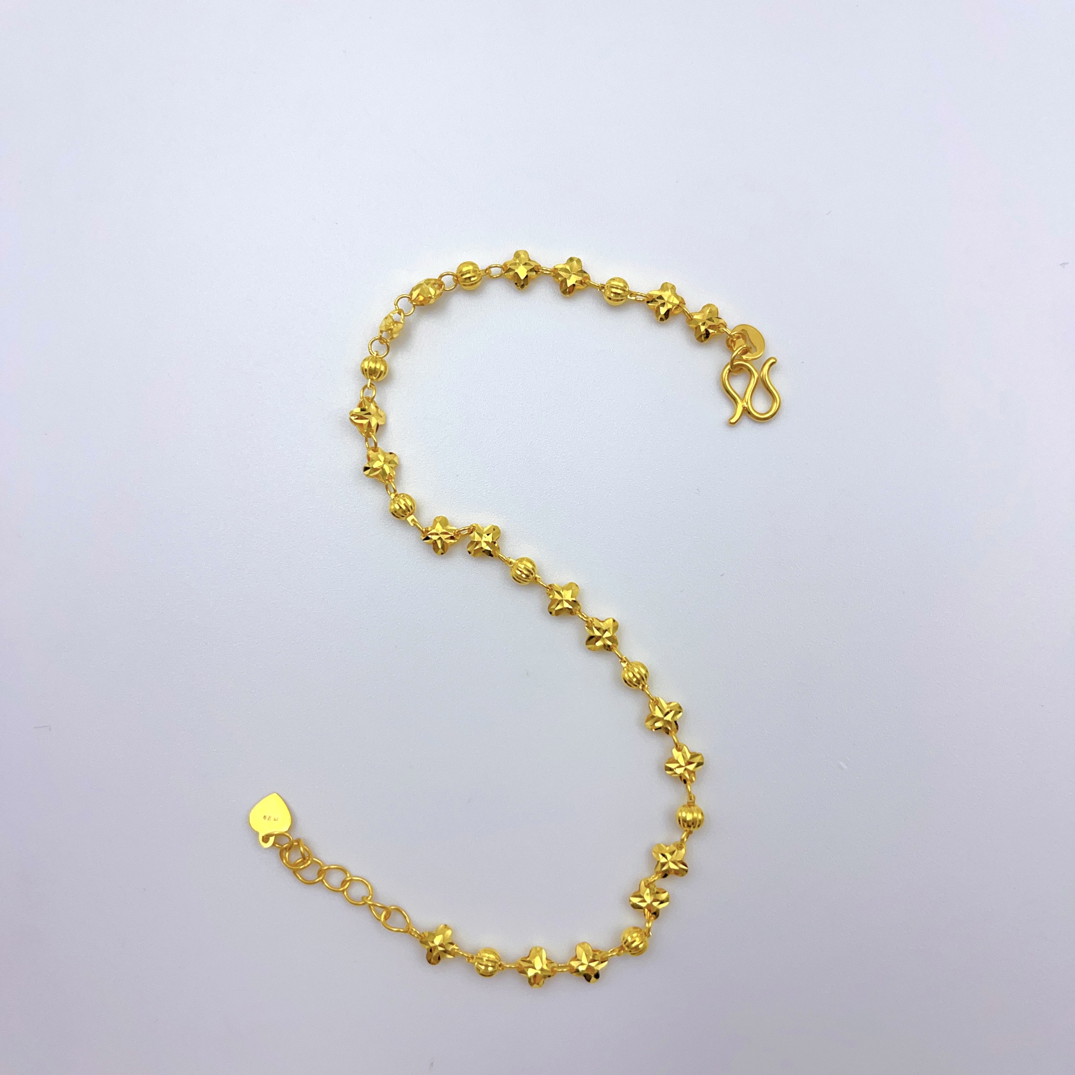 黄金足金999四叶草黄金手链幸运相伴好运连年