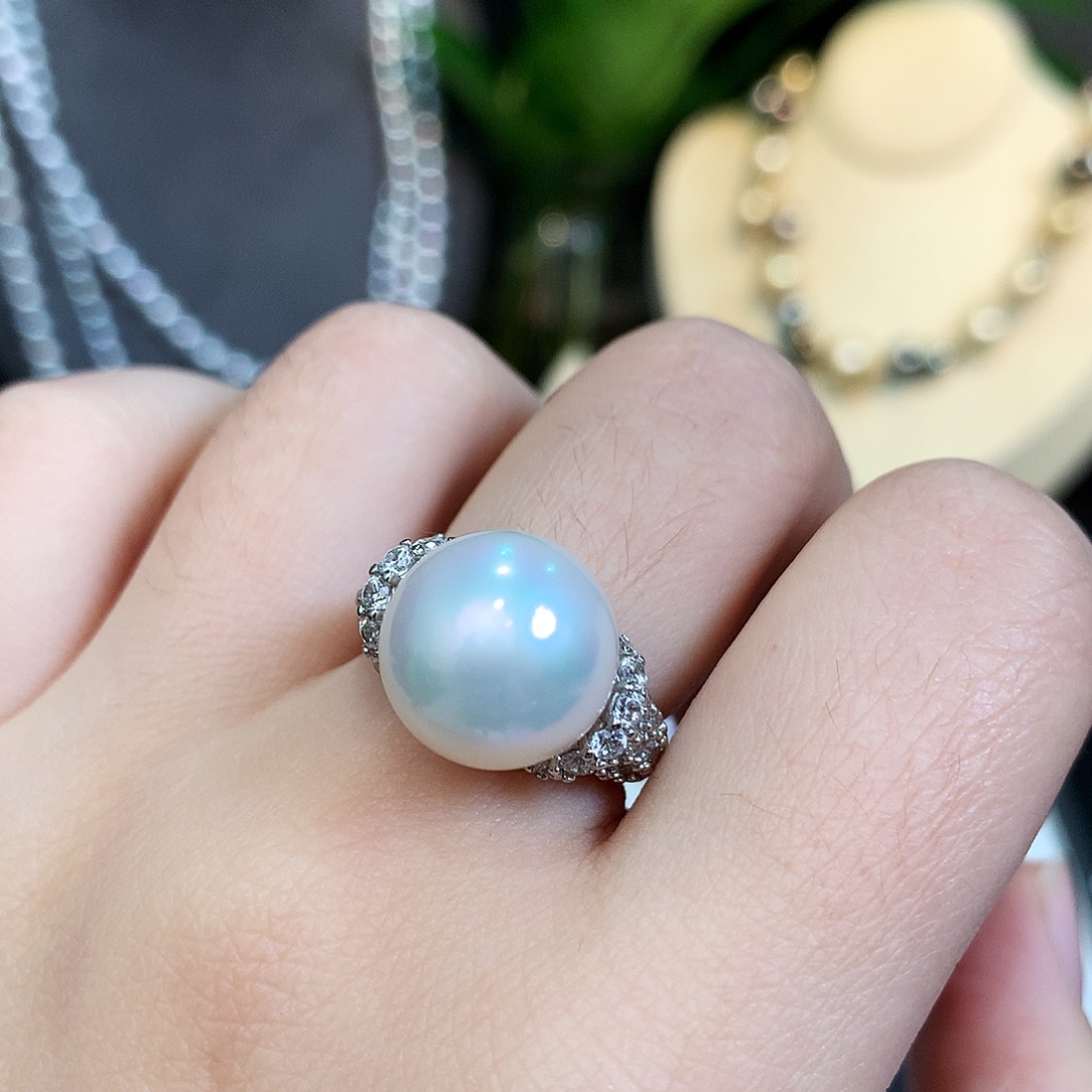 淡水珍珠戒指银S925镶嵌