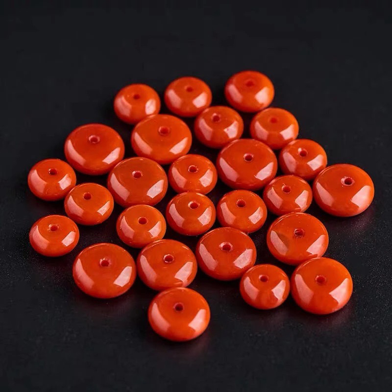 川料南红满色满肉柿子红隔片4*8mm单颗配饰