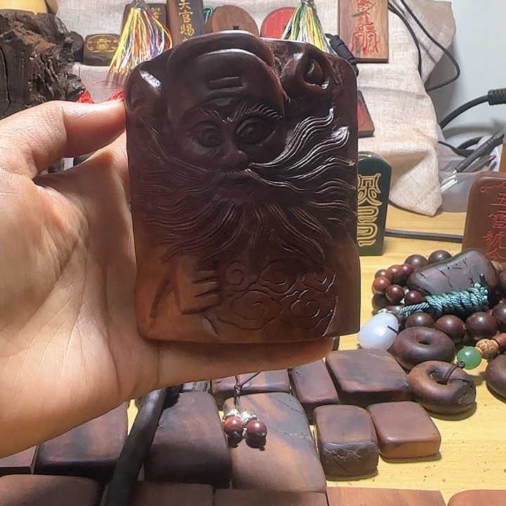 枣木雷击枣木手雕钟馗摆件