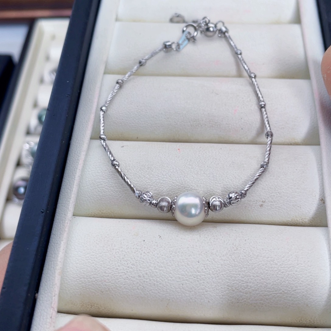 银S925镶嵌手绳海水珍珠