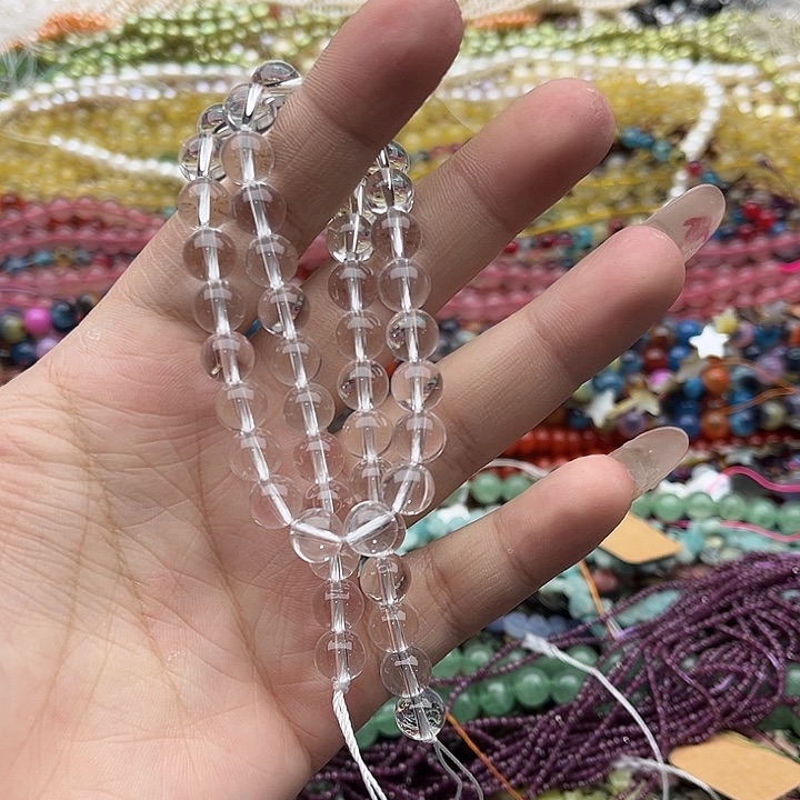 玛瑙/玉髓珠宝半成品未镶嵌一条8mm左右净体白水晶