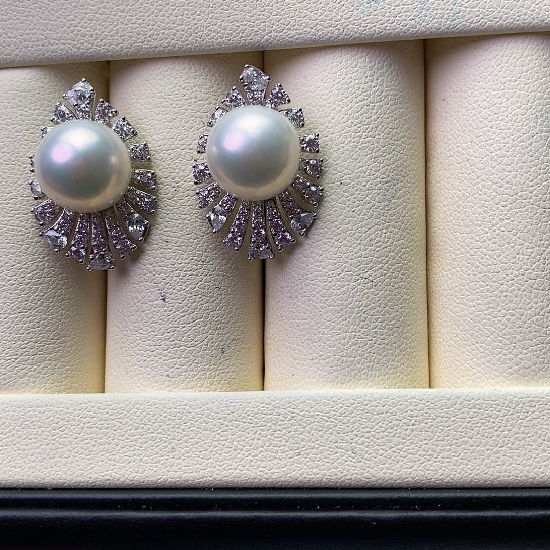 淡水珍珠耳饰银S925镶嵌