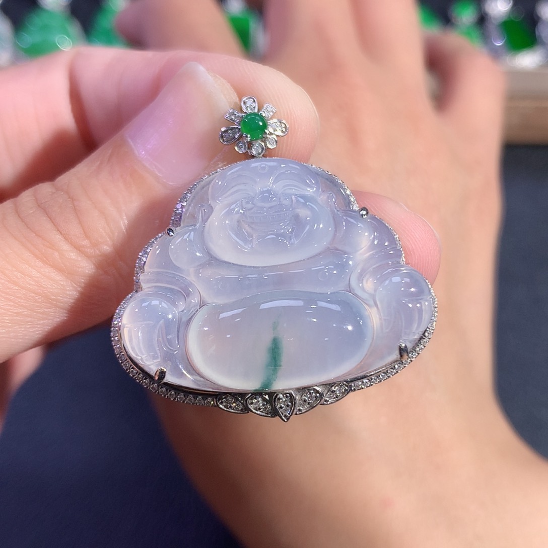 翡翠18K金镶嵌吊坠(赠链)