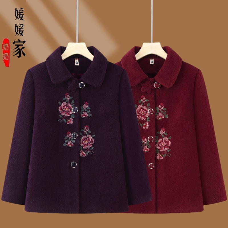 中老年妈妈秋冬加绒外套奶奶装加厚上衣老太太衣服保暖老人冬装女
