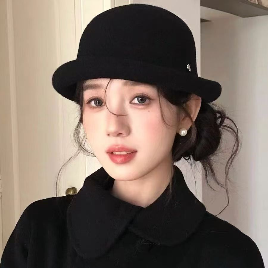 赫本风羊毛卷边礼帽女秋冬法式复古显脸小优雅盆帽气质高级9