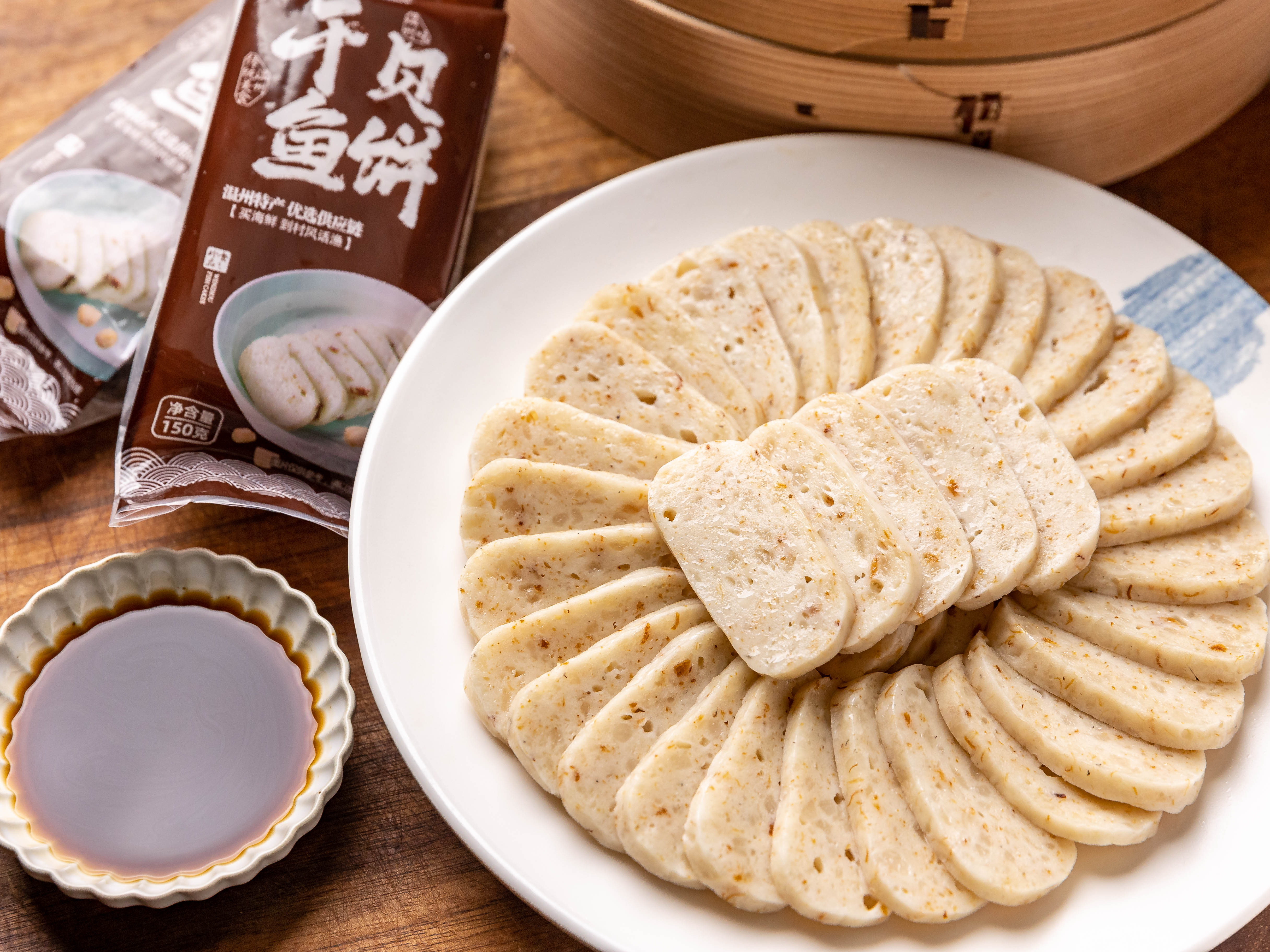 袋装干贝鱼饼Q弹肉质紧实有嚼劲不松散选用深海鮸鱼肉