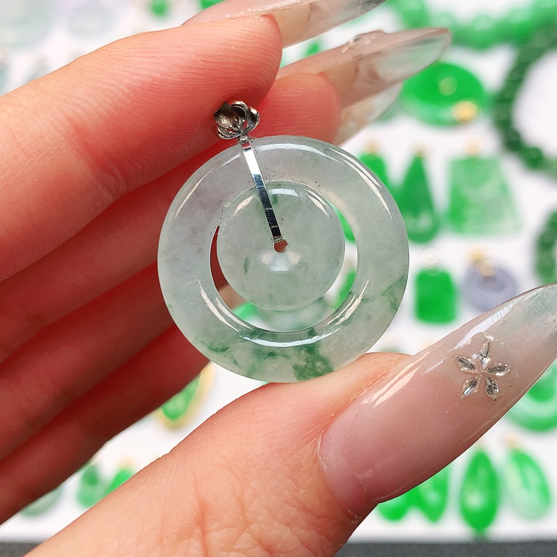 吊坠(不含链)18K金镶嵌翡翠