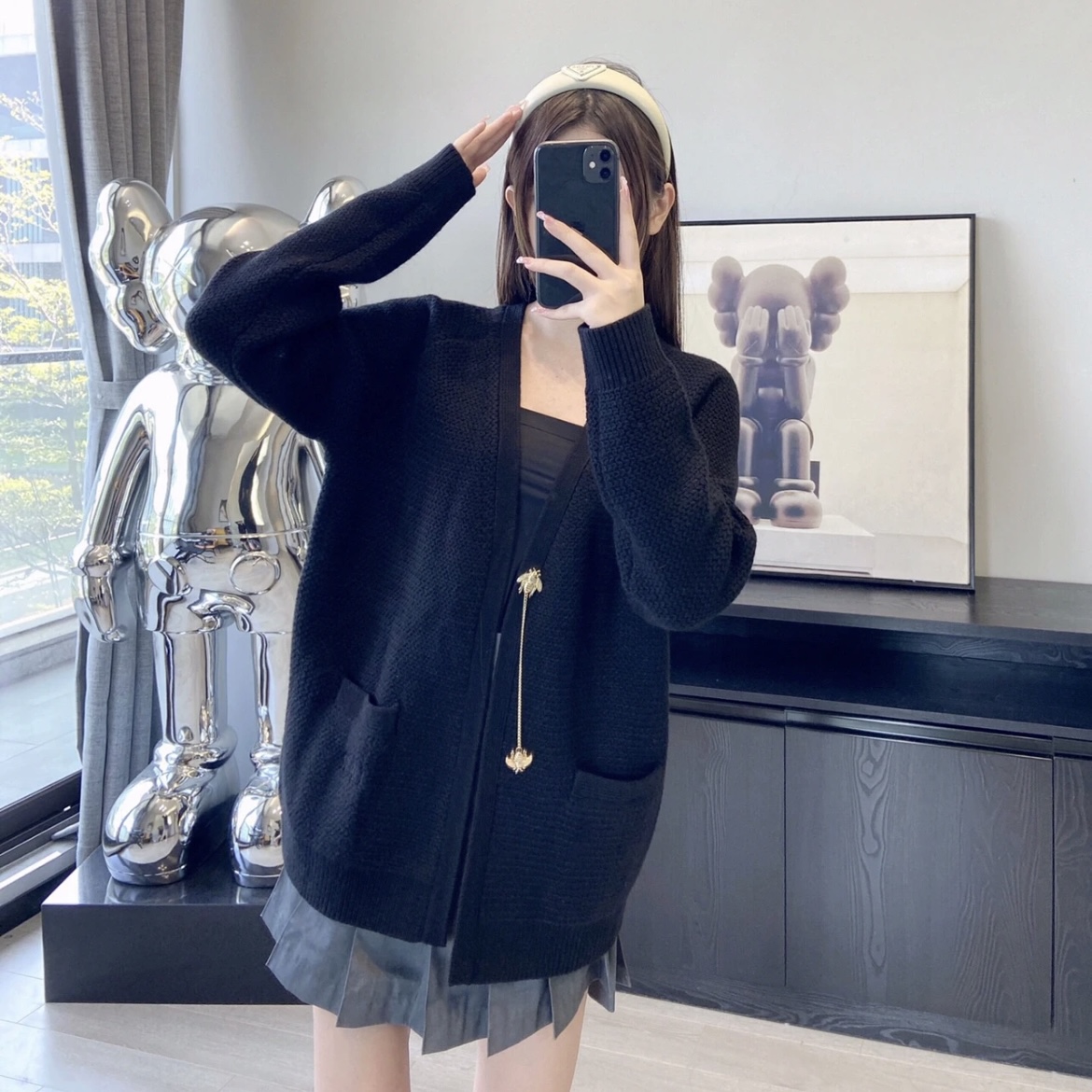 未使用 DIOR/迪奥 针织长袖 黑色/M