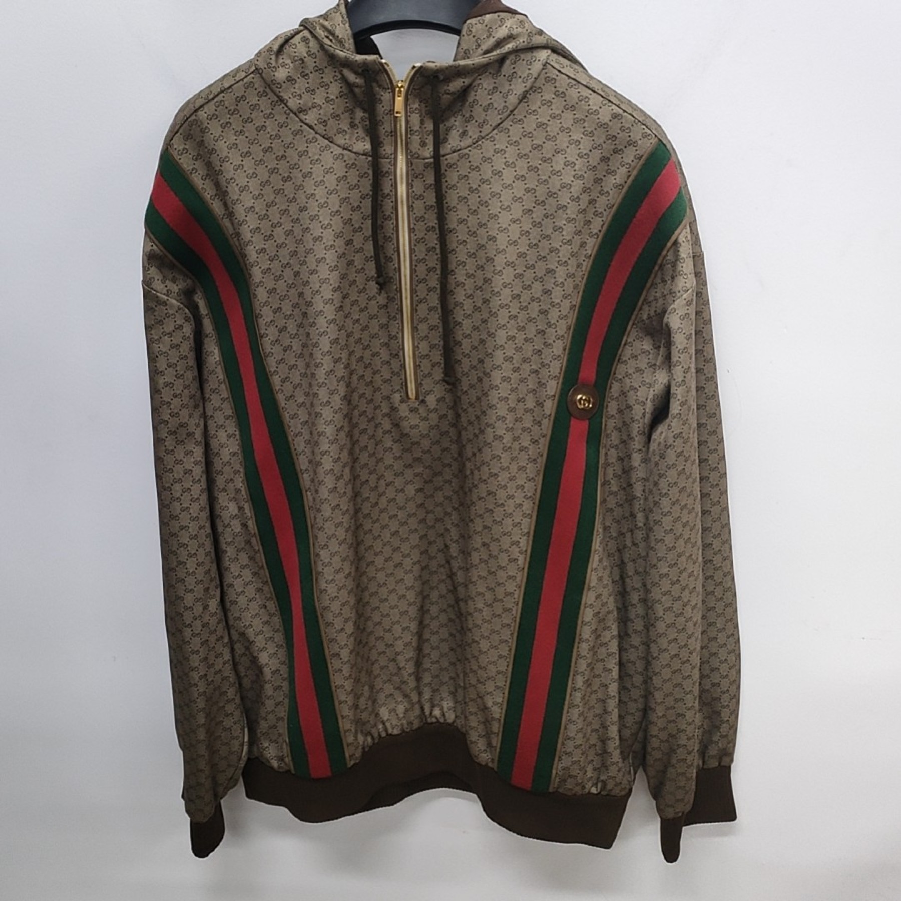 95新 GUCCI/古驰 连帽落肩袖宽松微标针织兜帽卫衣样衣男XXL （3）