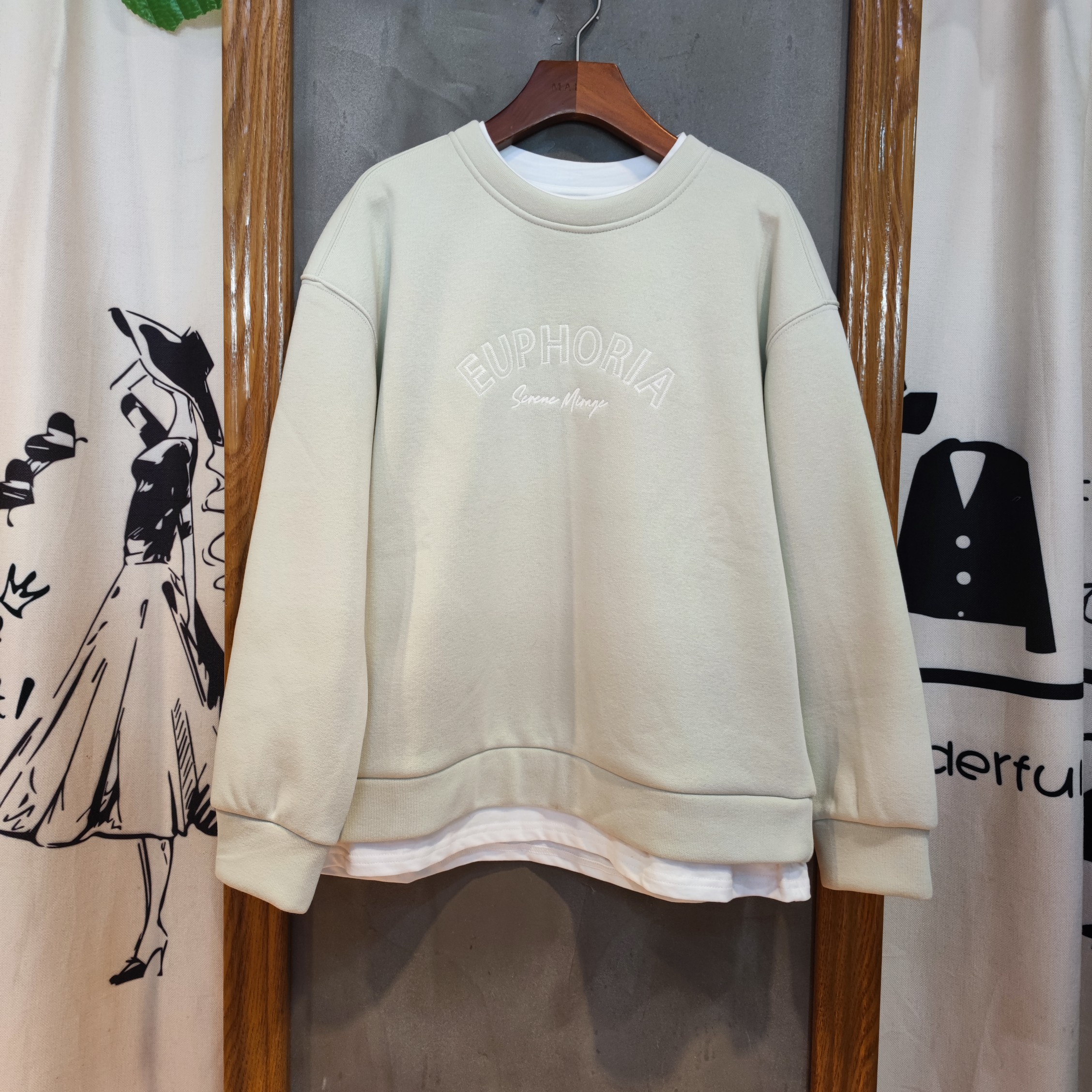 麦寻WYMZS02Z冬季加绒加厚休闲宽松圆领卫衣