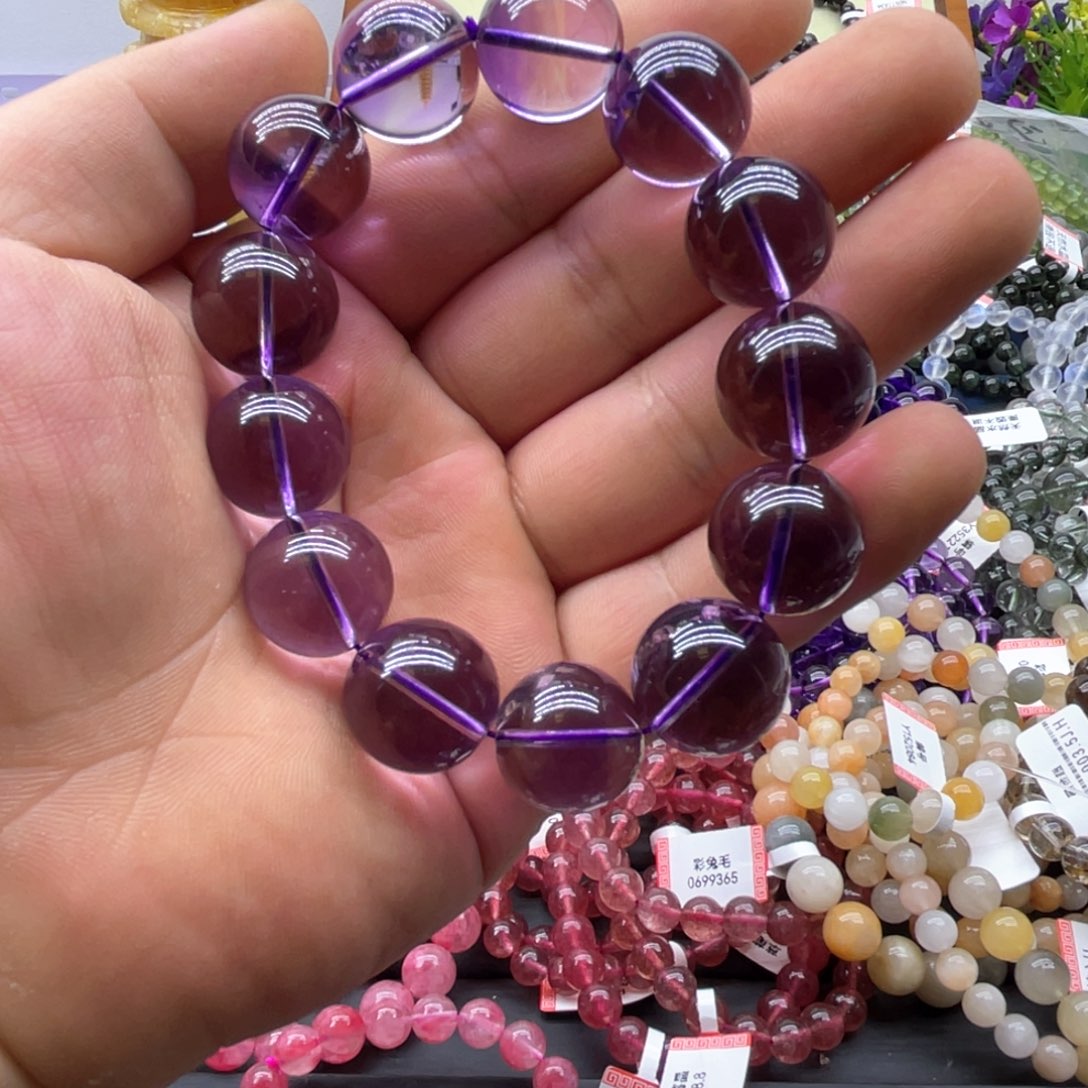 紫晶手串未镶嵌公****明巴西18咪