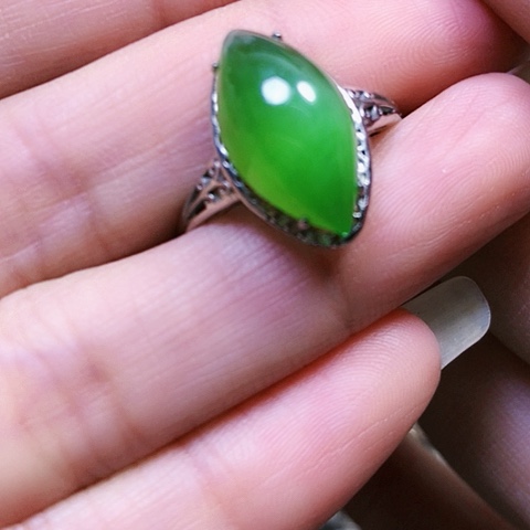 和田玉银S925镶嵌戒指