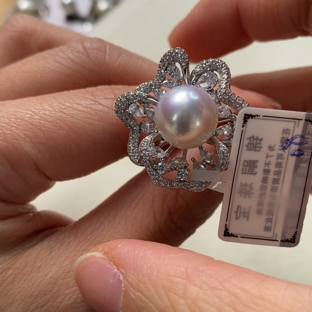 海水珍珠戒指银S925镶嵌