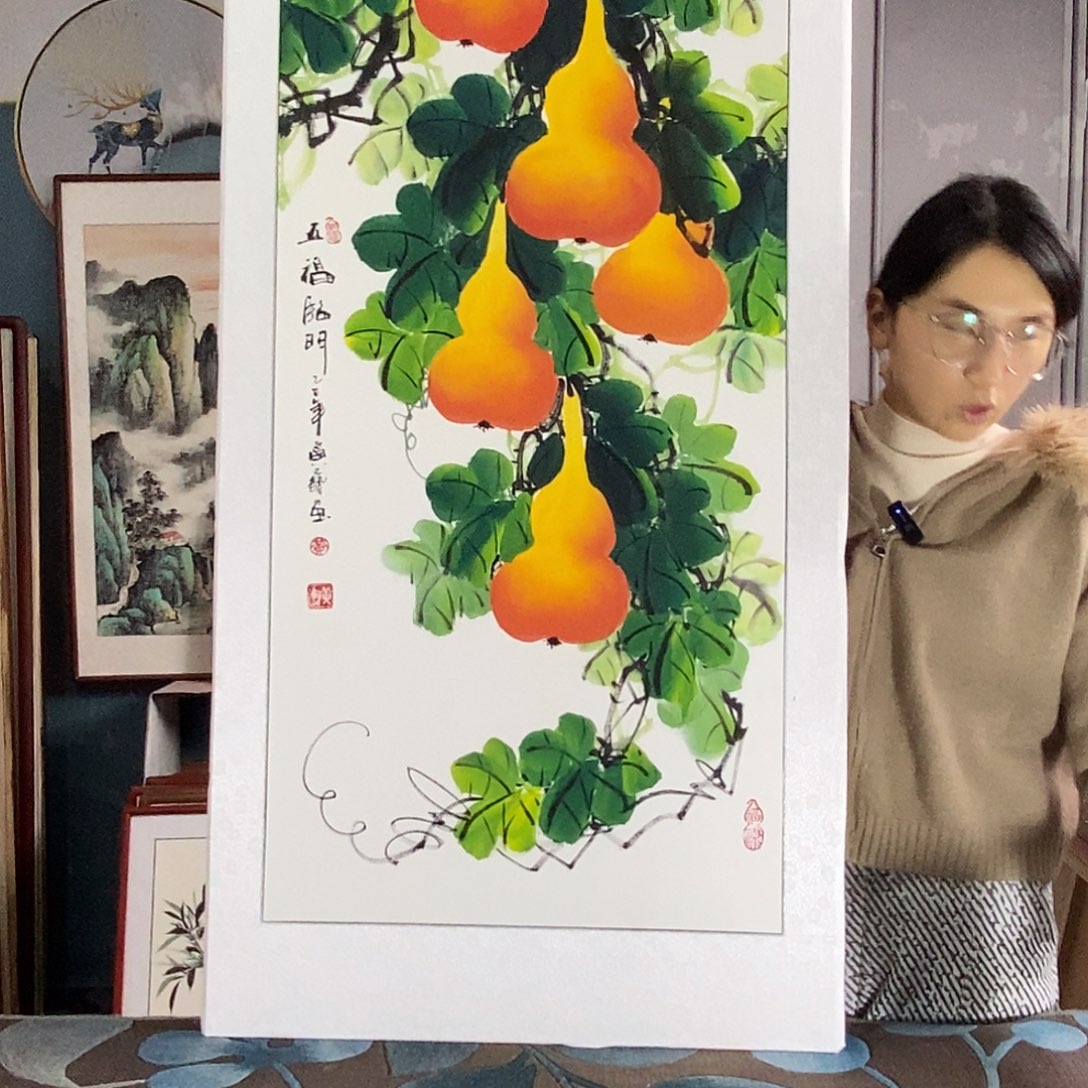 国画手写手绘带框包邮国画作品62✖️122