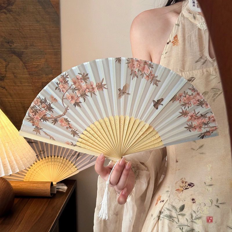 新中式气质折扇古风夏天汉服女旗袍舞蹈扇随身便携拍照中国风yj