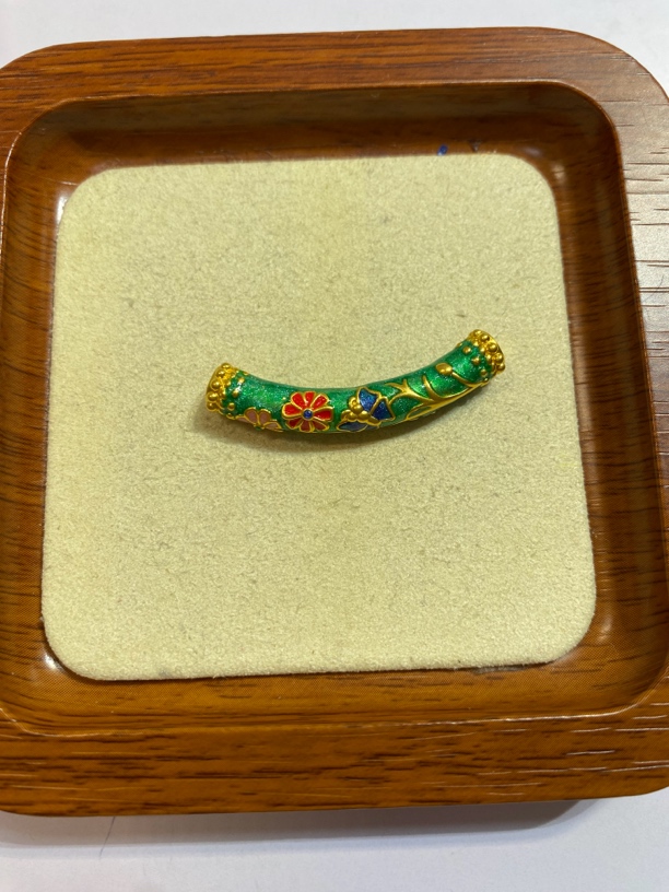 足金999烧蓝弯管转运珠