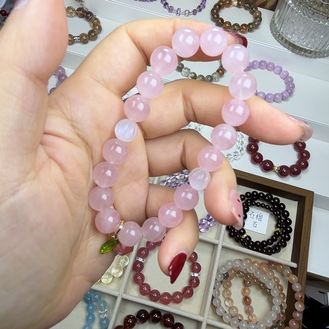 水晶手链合金马粉+蓝月