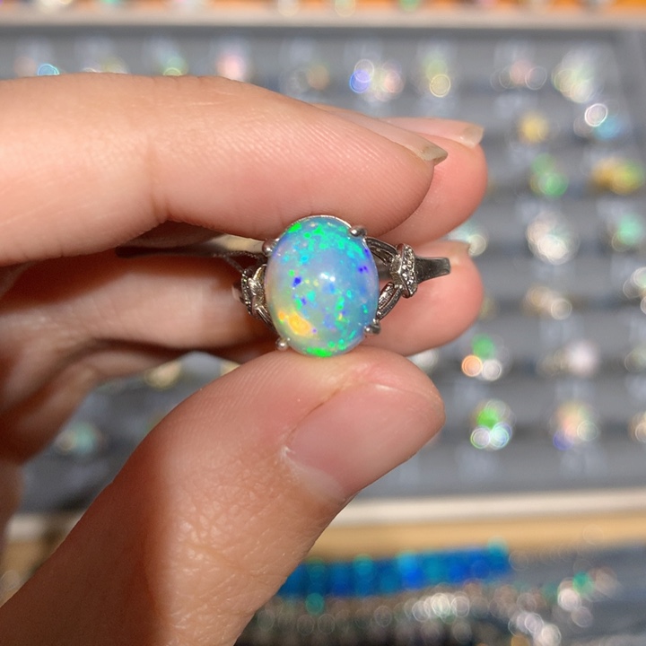 银S925镶嵌欧泊欧泊戒指y