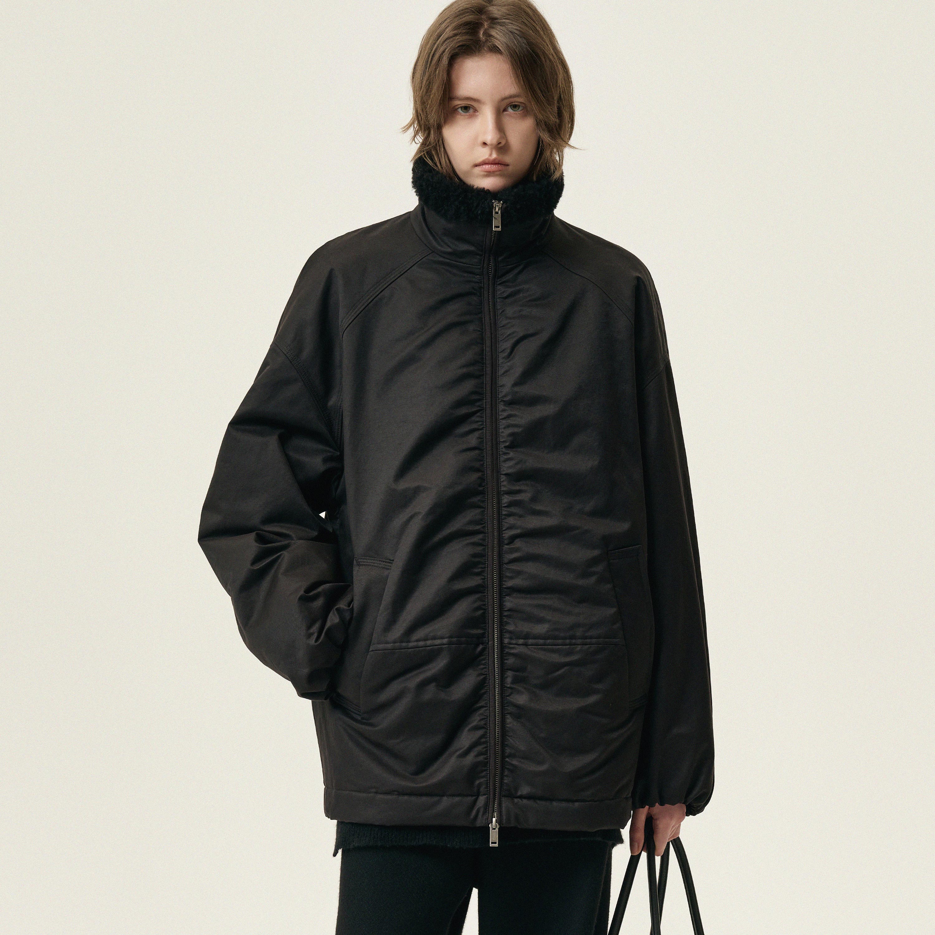 白弓机能风工装感加厚保暖毛领宽松短外套女2025年冬季新款57512