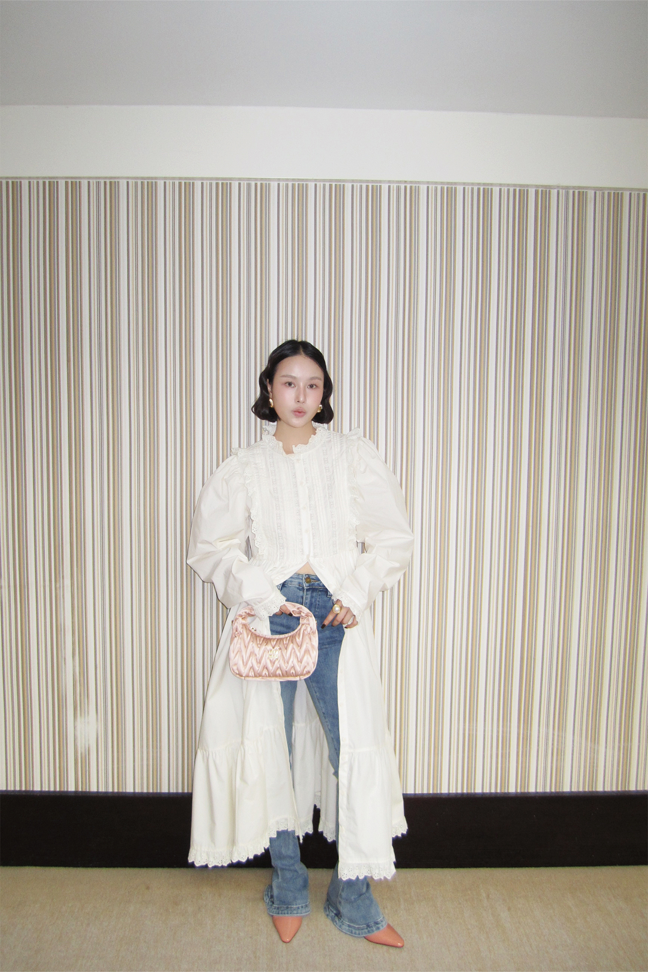 【放价了】韩国小众设计衬衣花边宫廷连衣裙 250278