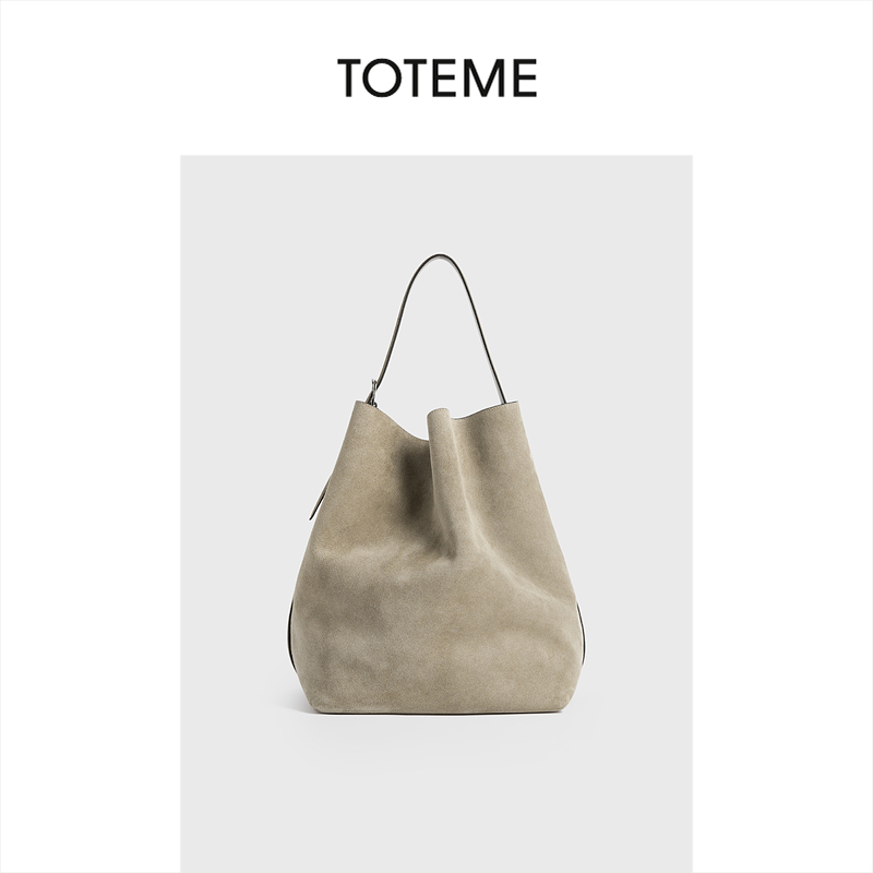 TOTEME女包沙漠色休闲绒面系带托特包