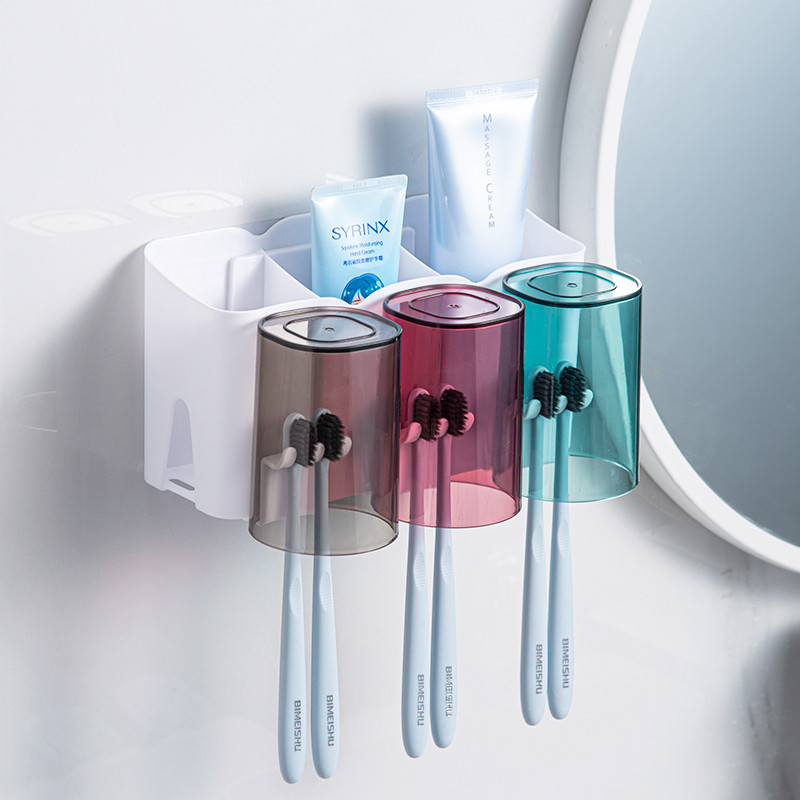 【新疆包邮乌市直发】牙刷本地置物架壁挂收纳杯壁挂式家用牙刷架