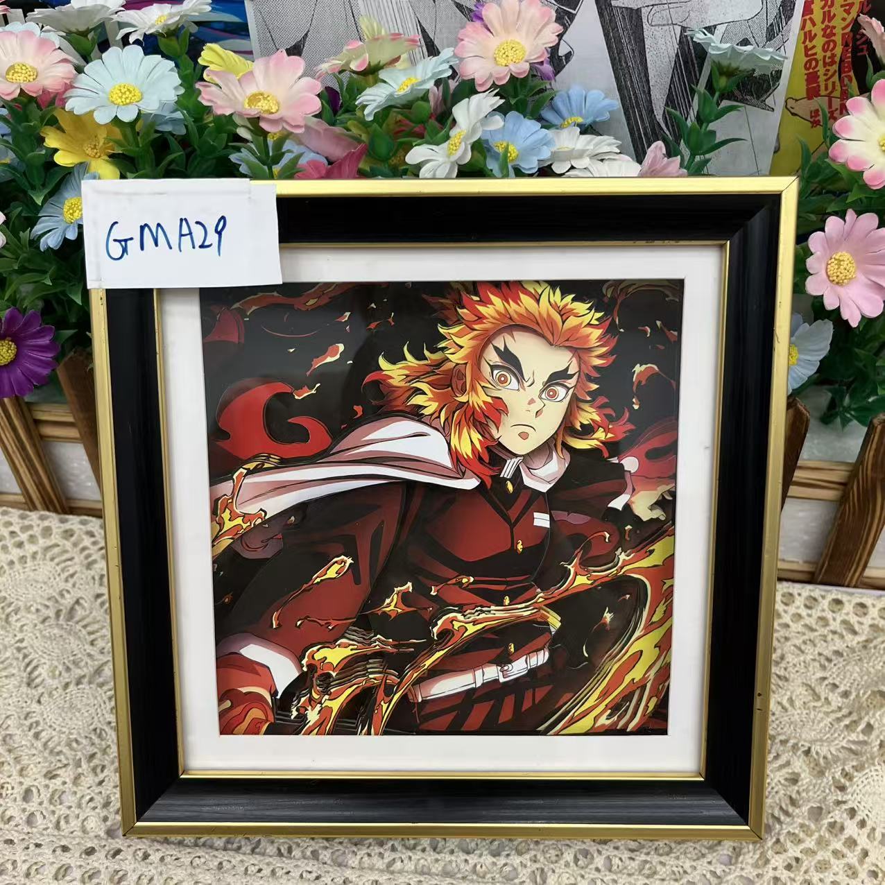 GMA29/38*38CM炎柱单人鬼灭之刃周边3d立体画手工纸艺装饰画