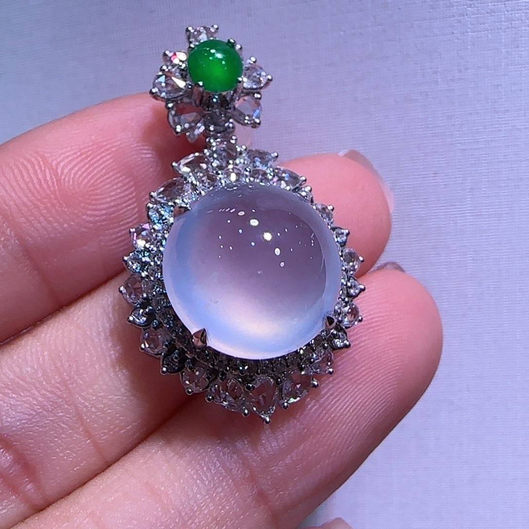 翡翠18K金镶嵌吊坠(不含链)吊坠