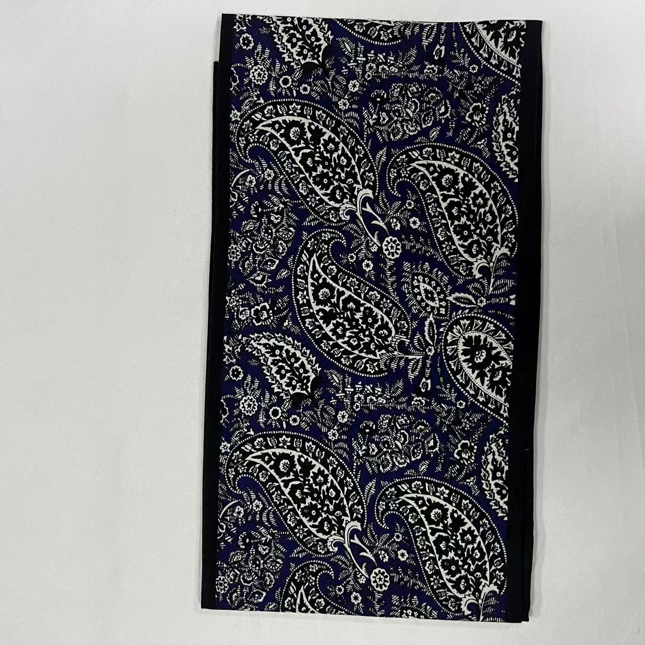 丝毛飘带-腰叶蓝黑 双面异稿20*160cm丝巾