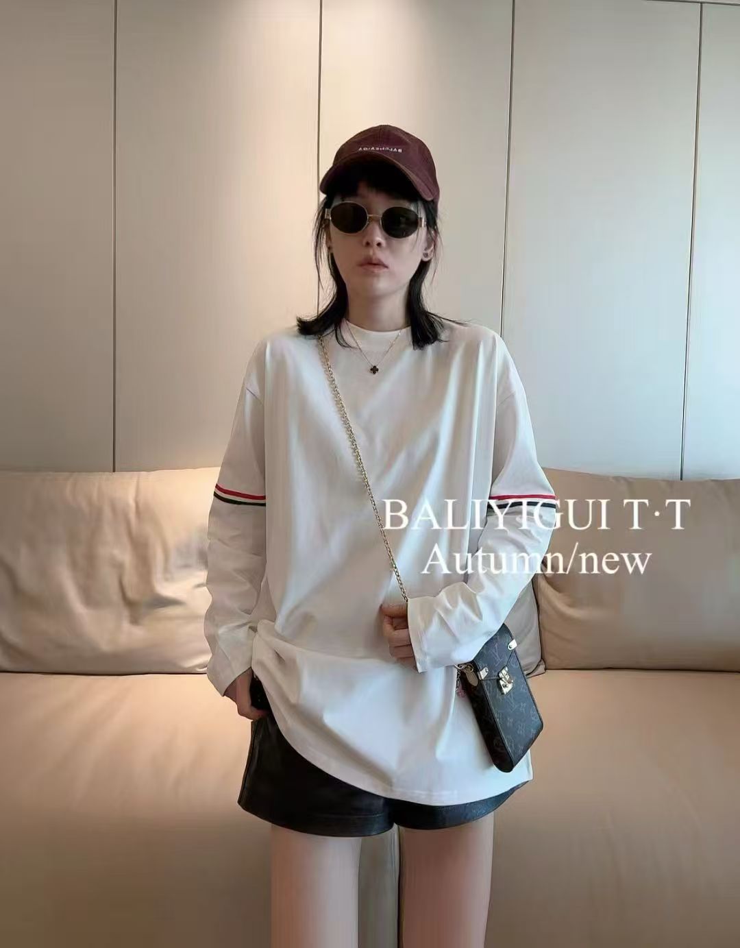 950欧货拼色织带圆领T恤