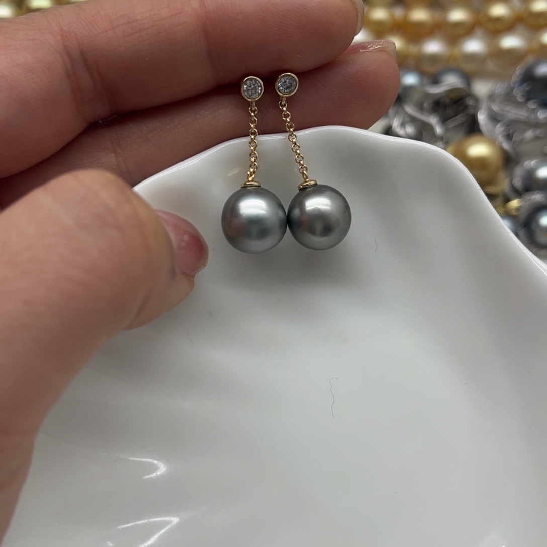 耳饰银S925镶嵌海水珍珠