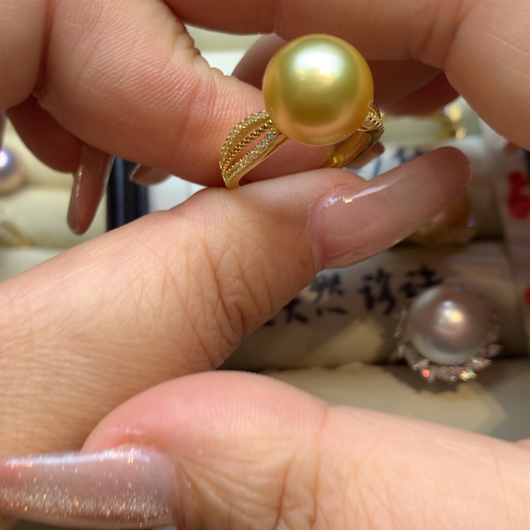 银S925镶嵌戒指海水珍珠