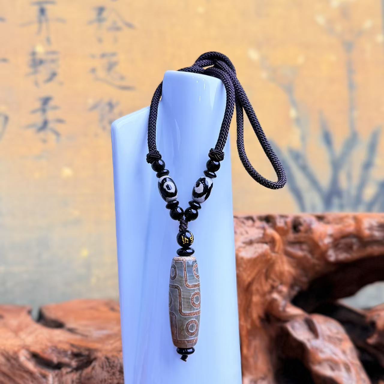 DG 1259-青色九眼天珠麻绳款车挂件（无礼盒）