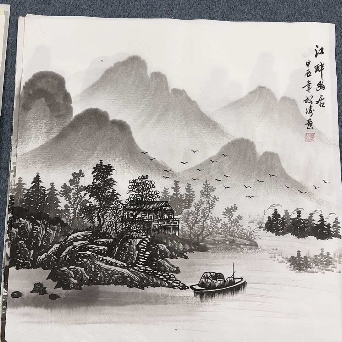 国画尺寸70X70手绘作品