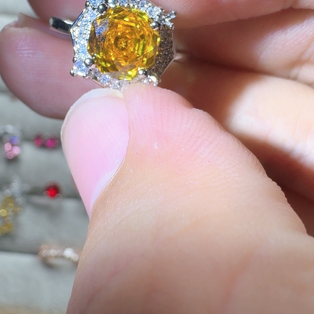 芙蓉石戒指银S925镶嵌