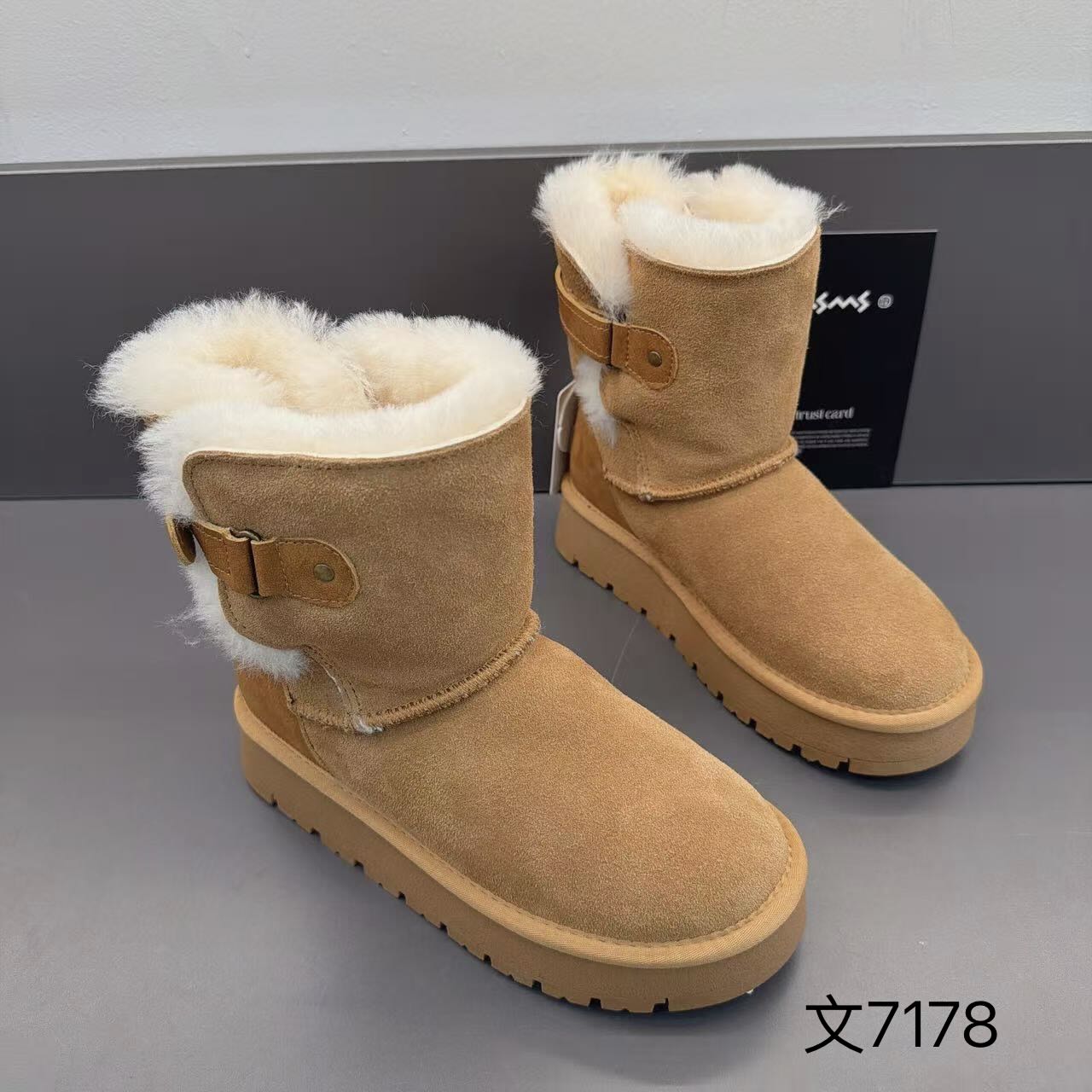 玛莎玛索7178冬季新款大棉雪地靴时尚休闲防滑保暖中筒女靴棉鞋